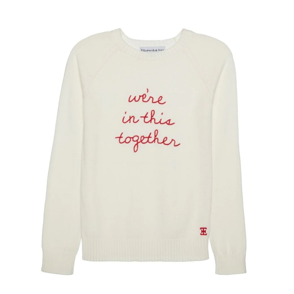 Ellsworth & Ivey Script Sweater knit white xs